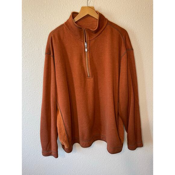 Tommy Bahama Denim Men’s Reversible Burnt Orange Half Zip Henley Sweater 3XL - Picture 2 of 13